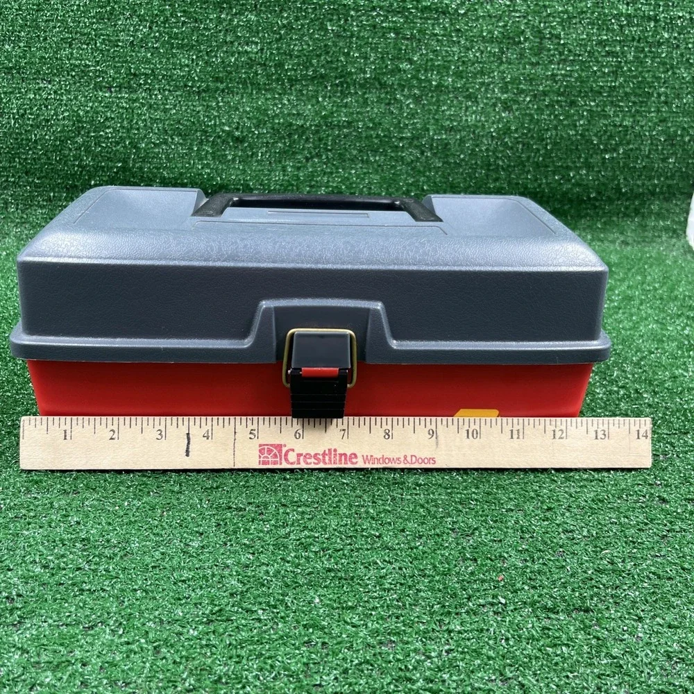 Vintage Plano Fishing Tackle Box #1001 Red Gray‎ One Tray